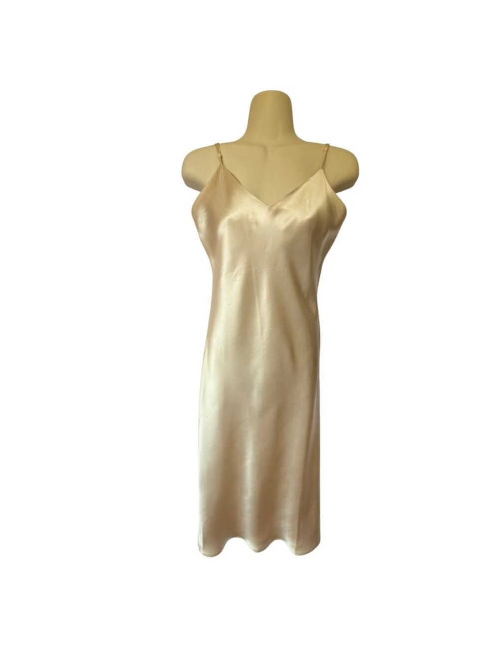 Vintage Banana Republic Womens Small Champagne Silk Maxi Slip Dress 1990's